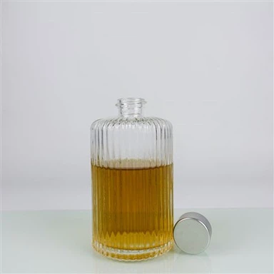 Sívalur röndóttur rennilaus stuttháls 300 ml glervínflaska með skrúfloka